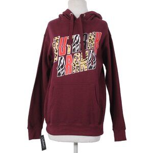 Outrank Sweater Sz S Burgundy Red Multi Colored Logo Pocket Sweater